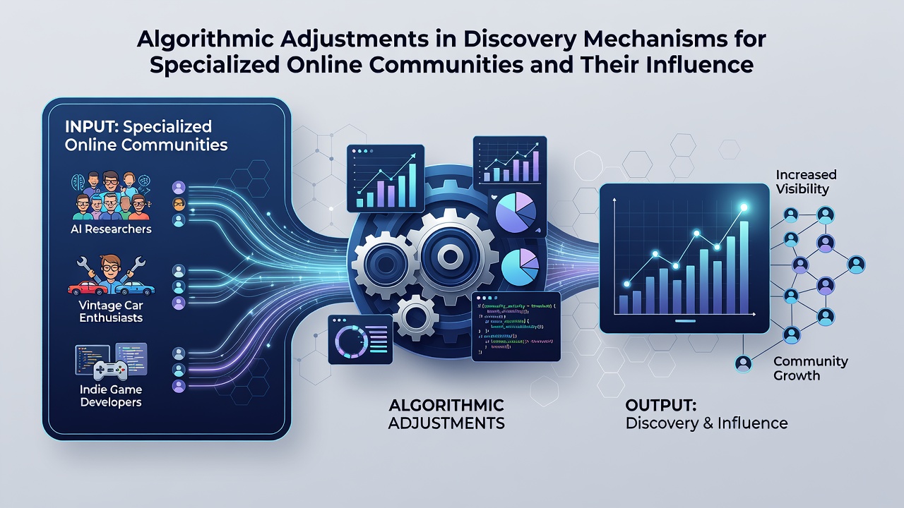 Graph showing shifts in content distribution patterns after algorithmic updates in online communities