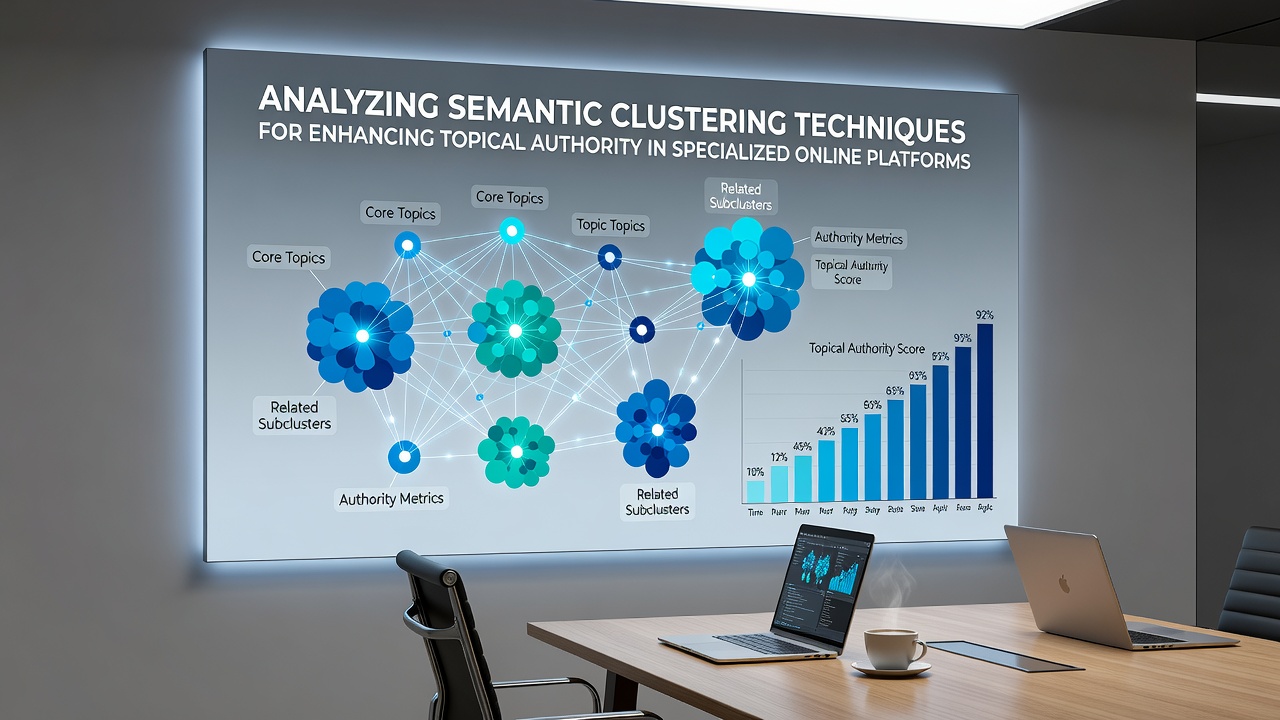 Diagram showing topical authority growth through interconnected semantic clusters on specialized platforms