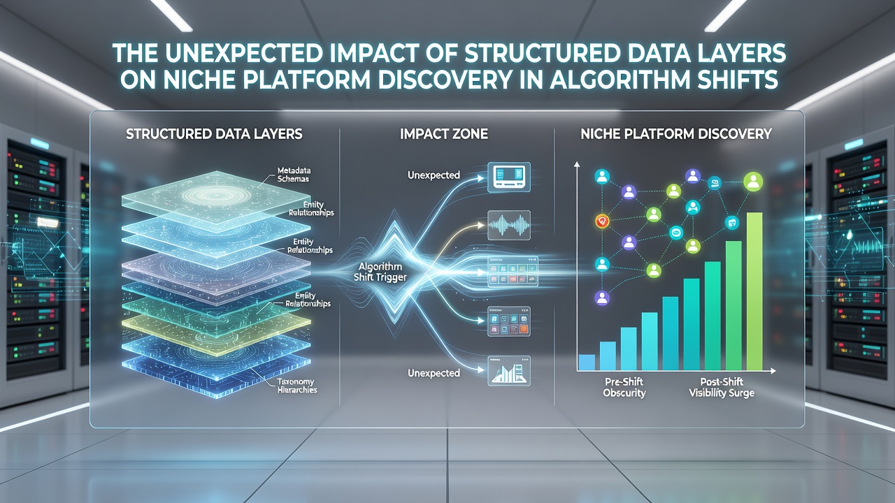 Graph depicting discovery rate increases for niche platforms after implementing structured data during algorithm transitions